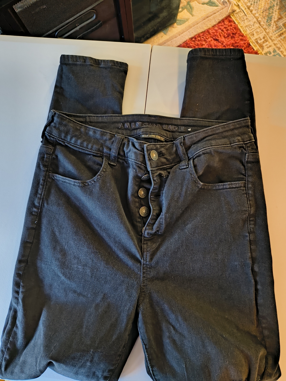 American Eagle Outfitters Black High-Rise Button-Fly Women’s Jeans size 10 regul